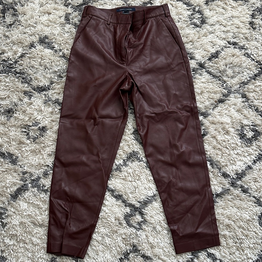 French Connection Women's Deep Brown Leather Pants